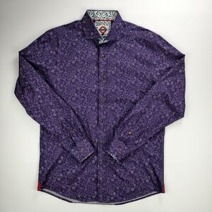 Jermyn & Bond Modern Fit Purple Floral Print Shirt Men M  Unique Long Sleeves